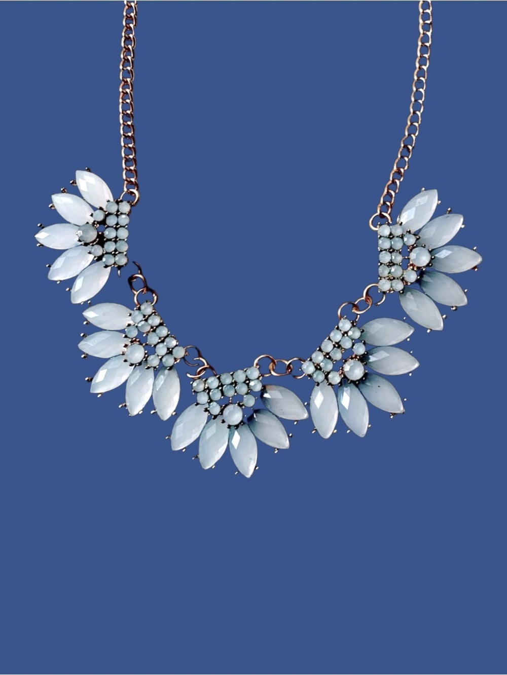 Vintage Blue Floral Statement Necklace - Picture 2 of 6